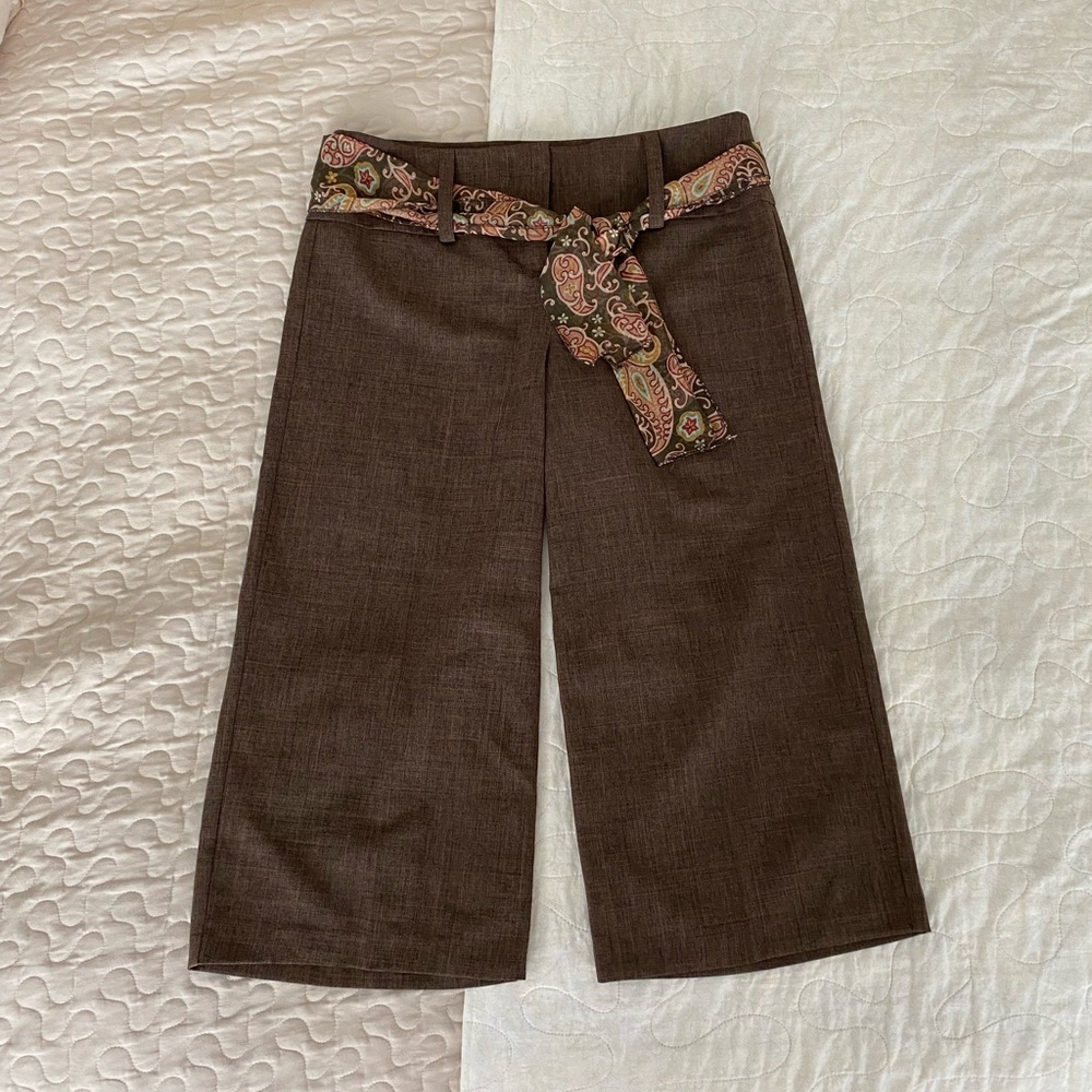 Brown speechless Capri dress pants with scarf belt